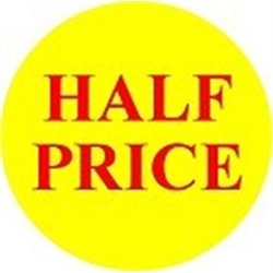 'Half Price' Promotional Labels / Stickers - Qty: 2000